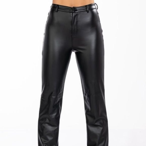 Miz Boot Cut Vegan Leather High Rise Stretch Pants 7 9 11 13 - Picture 2 of 14